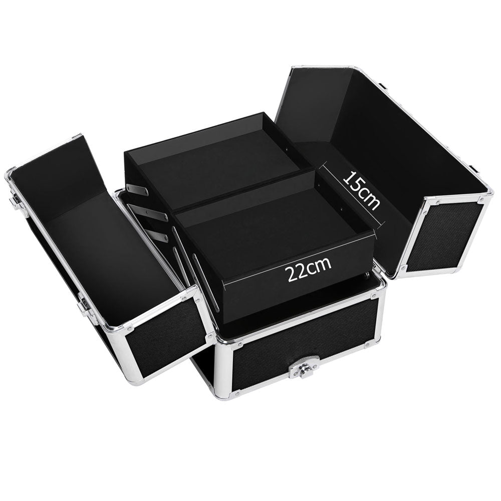 Makeup Case Beauty Trolley Cosmetic Organiser Box Travel Wheels Black - Health & Beauty > Cosmetic Storage > Makeup Organisation & Storage - Rivercity House & Home Co. (ABN 18 642 972 209) - Affordable Modern Furniture Australia