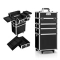 7 in 1 Makeup Cosmetic Trolley Case with Wheels - Black