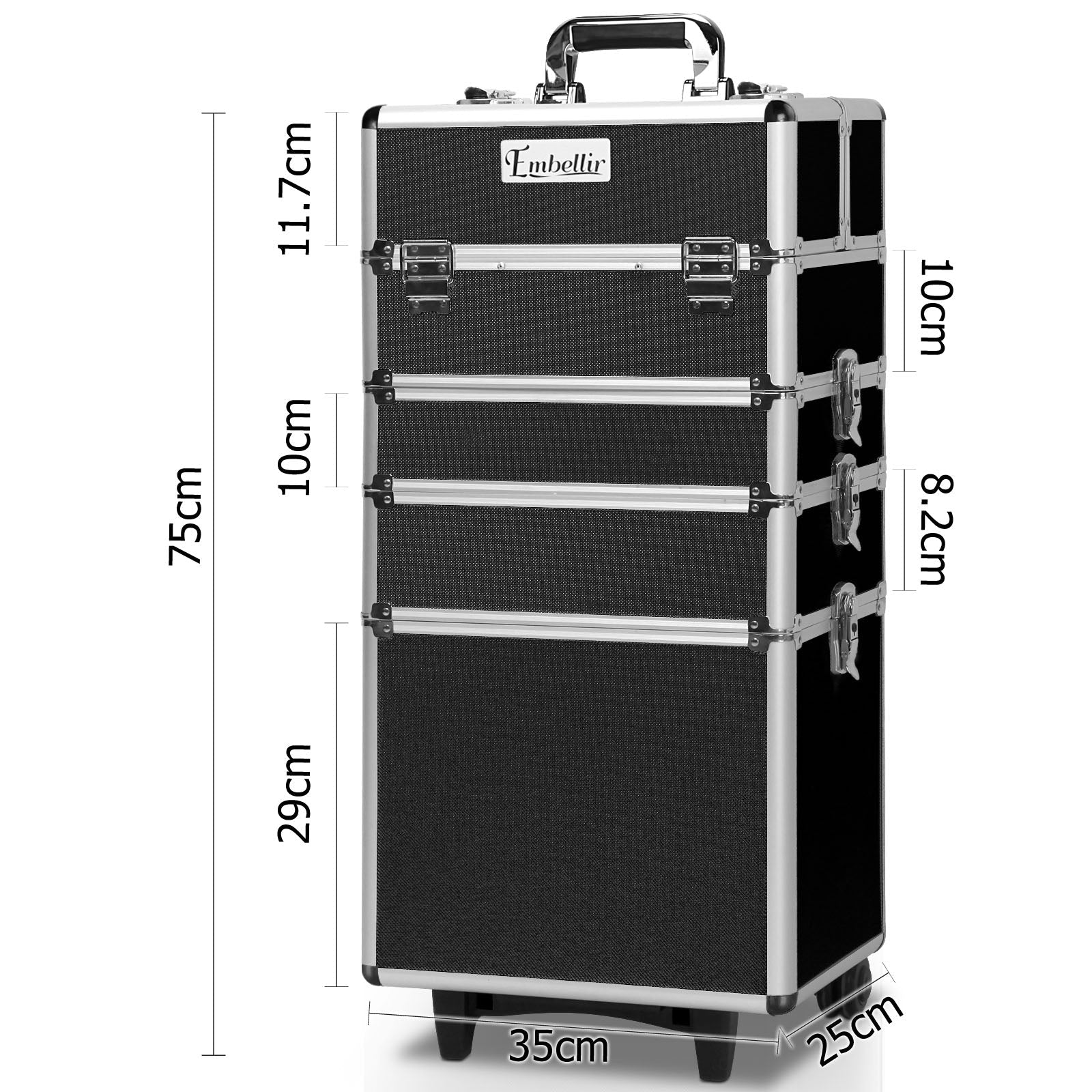 Makeup Case Beauty Trolley Cosmetic Organiser Box Travel Wheels Black - Health & Beauty > Cosmetic Storage > Makeup Organisation & Storage - Rivercity House & Home Co. (ABN 18 642 972 209) - Affordable Modern Furniture Australia