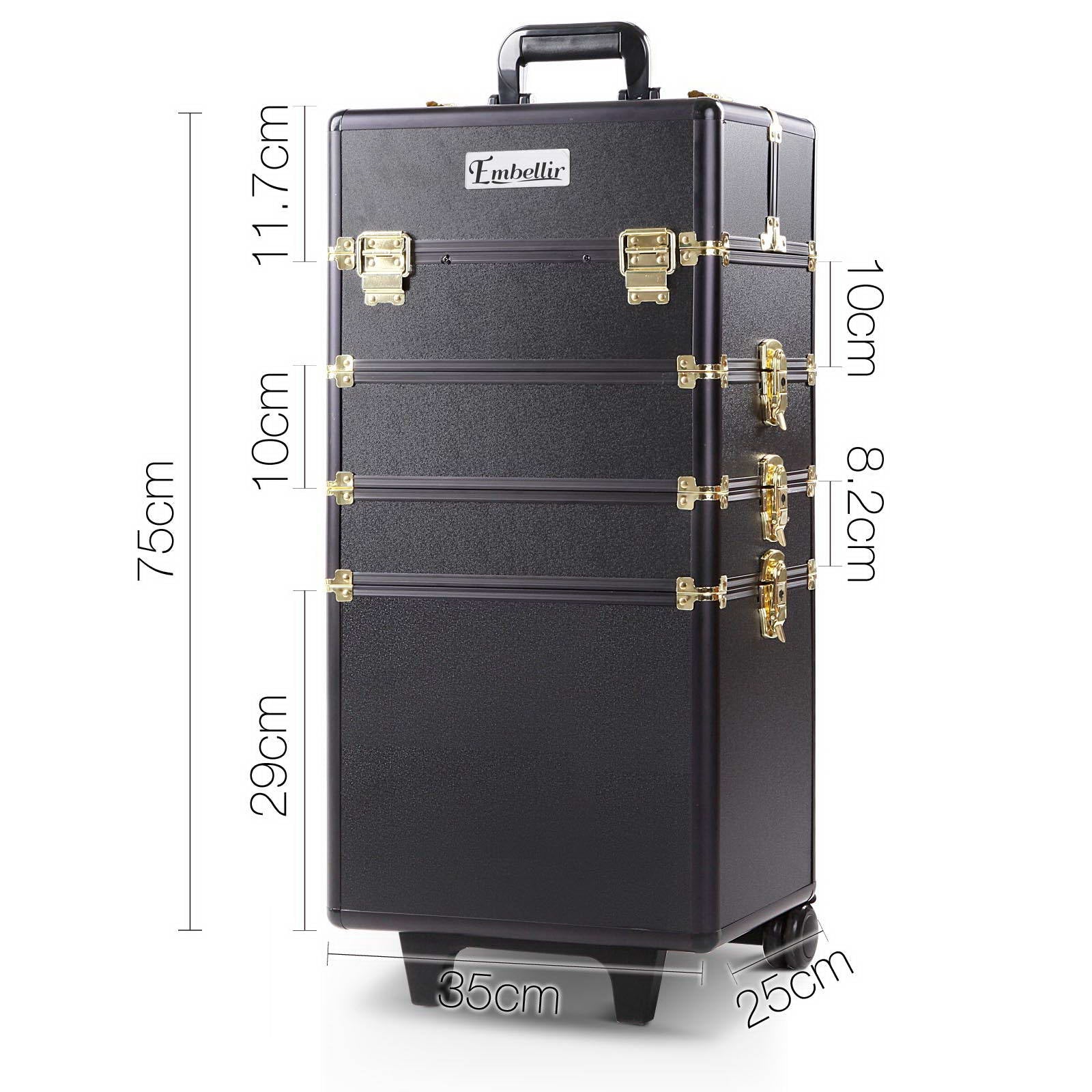 Makeup Case Beauty Trolley Cosmetic Organiser Box Travel Wheels Gold - Health & Beauty > Cosmetic Storage > Makeup Organisation & Storage - Rivercity House & Home Co. (ABN 18 642 972 209) - Affordable Modern Furniture Australia