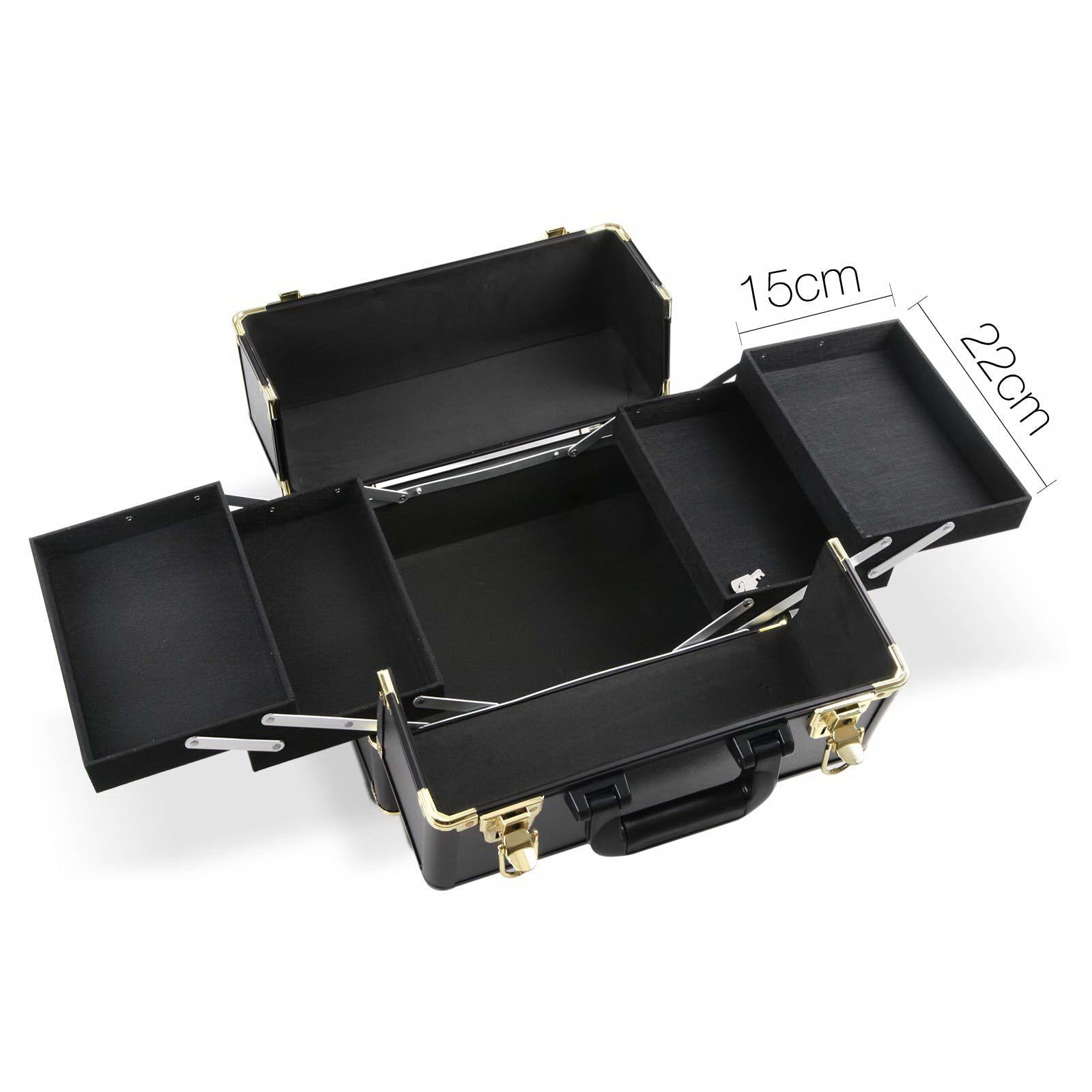 Makeup Case Beauty Trolley Cosmetic Organiser Box Travel Wheels Gold - Health & Beauty > Cosmetic Storage > Makeup Organisation & Storage - Rivercity House & Home Co. (ABN 18 642 972 209) - Affordable Modern Furniture Australia