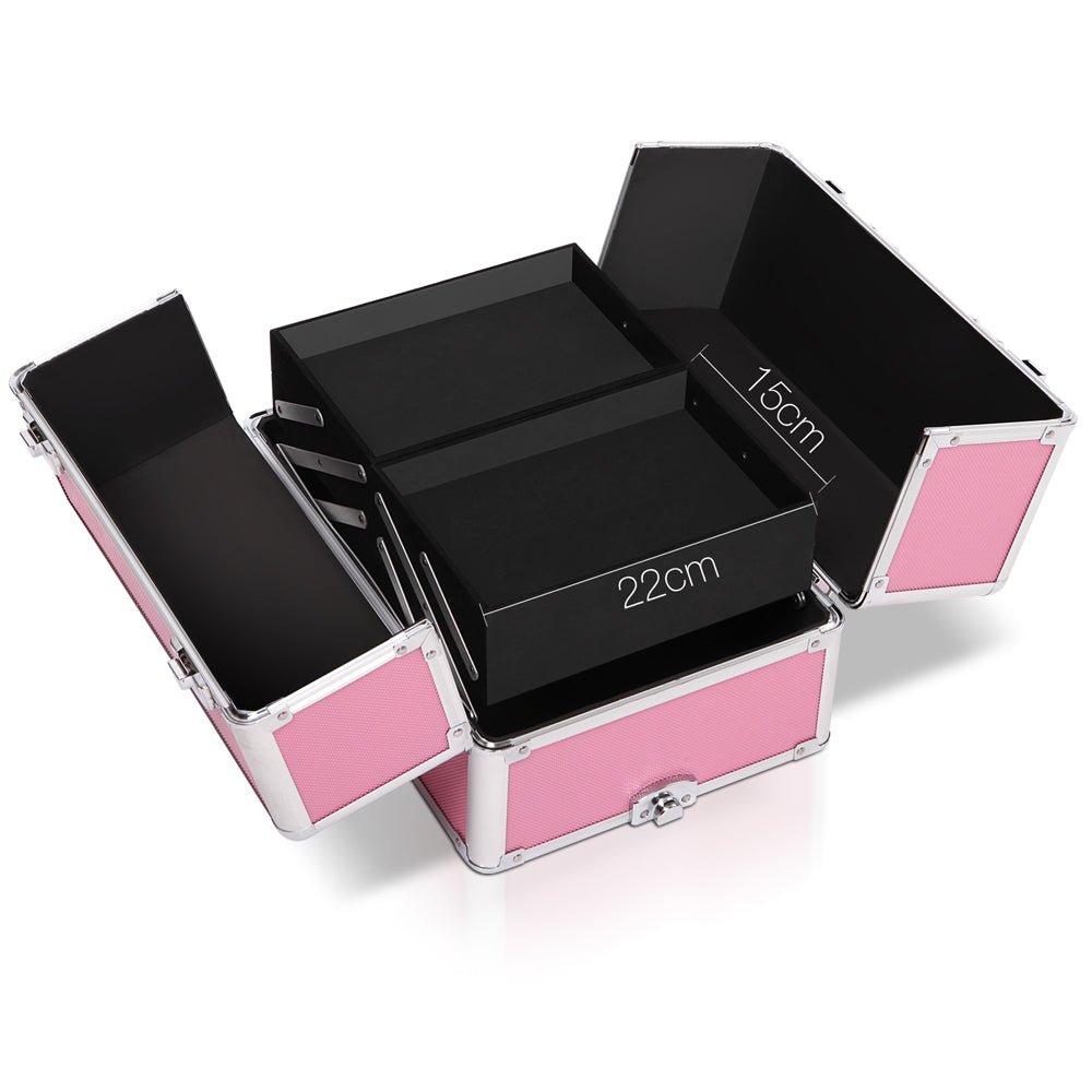 Makeup Case Beauty Trolley Cosmetic Organiser Box Travel Wheels Pink - Health & Beauty > Cosmetic Storage > Makeup Organisation & Storage - Rivercity House & Home Co. (ABN 18 642 972 209) - Affordable Modern Furniture Australia