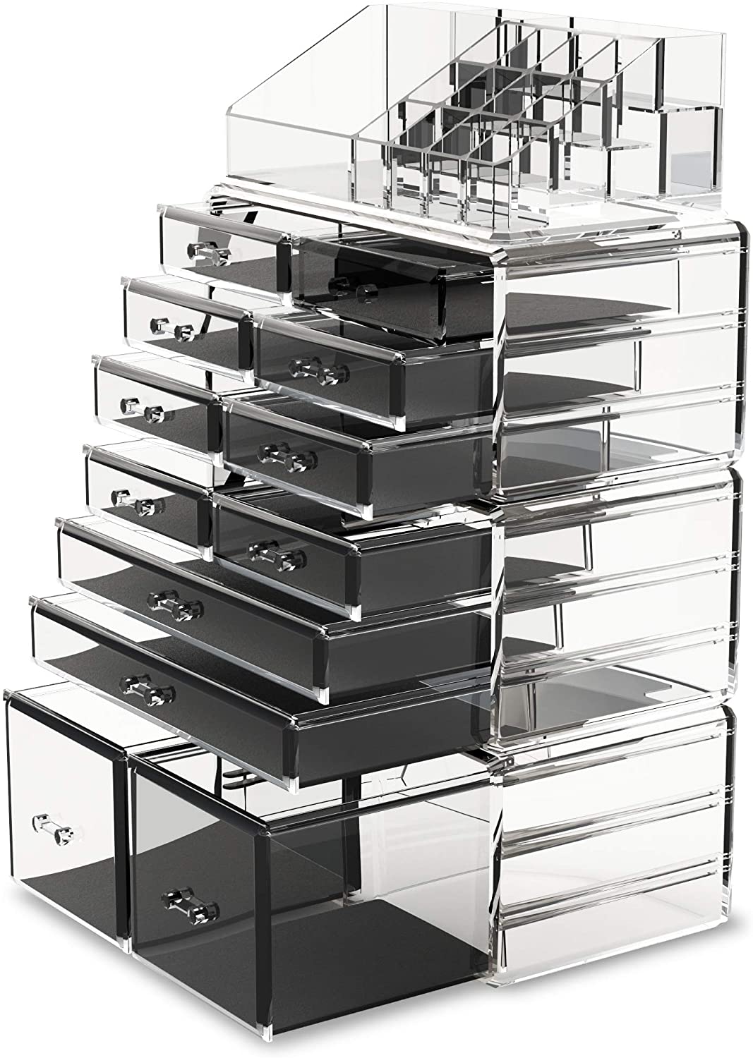 Makeup Cosmetic Organizer Storage with 12 Drawers and Display Boxes - Clear - Health & Beauty > Cosmetic Storage > Makeup Organisation & Storage - Rivercity House & Home Co. (ABN 18 642 972 209) - Affordable Modern Furniture Australia