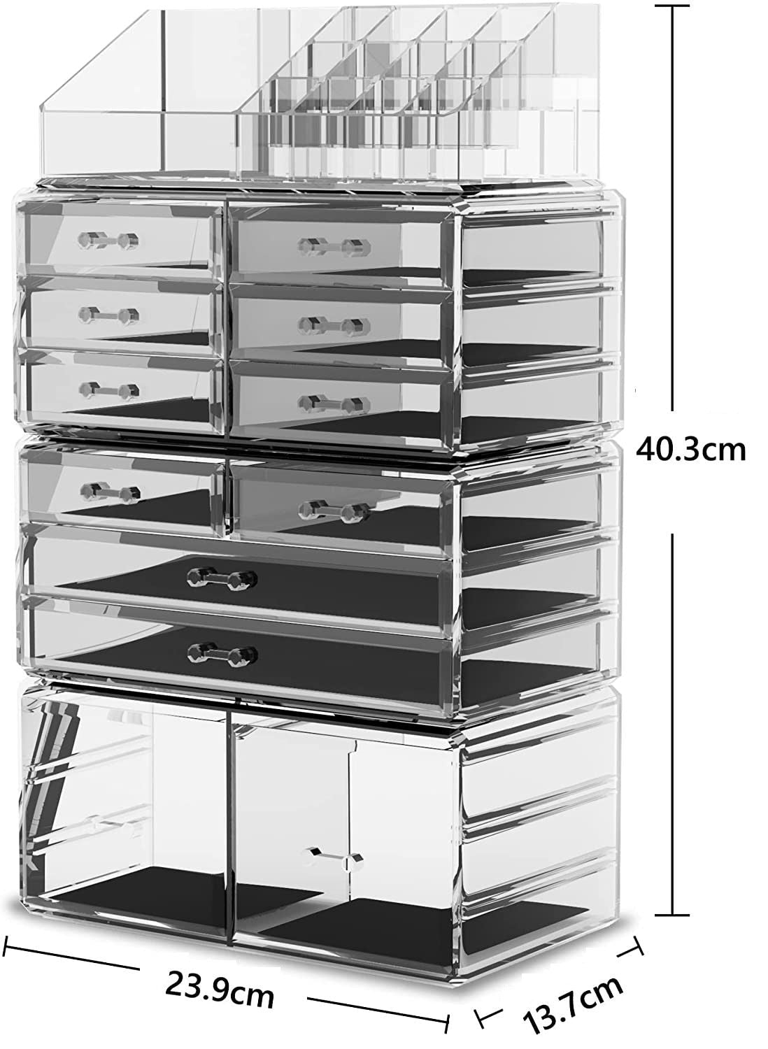 Makeup Cosmetic Organizer Storage with 12 Drawers and Display Boxes - Clear - Health & Beauty > Cosmetic Storage > Makeup Organisation & Storage - Rivercity House & Home Co. (ABN 18 642 972 209) - Affordable Modern Furniture Australia