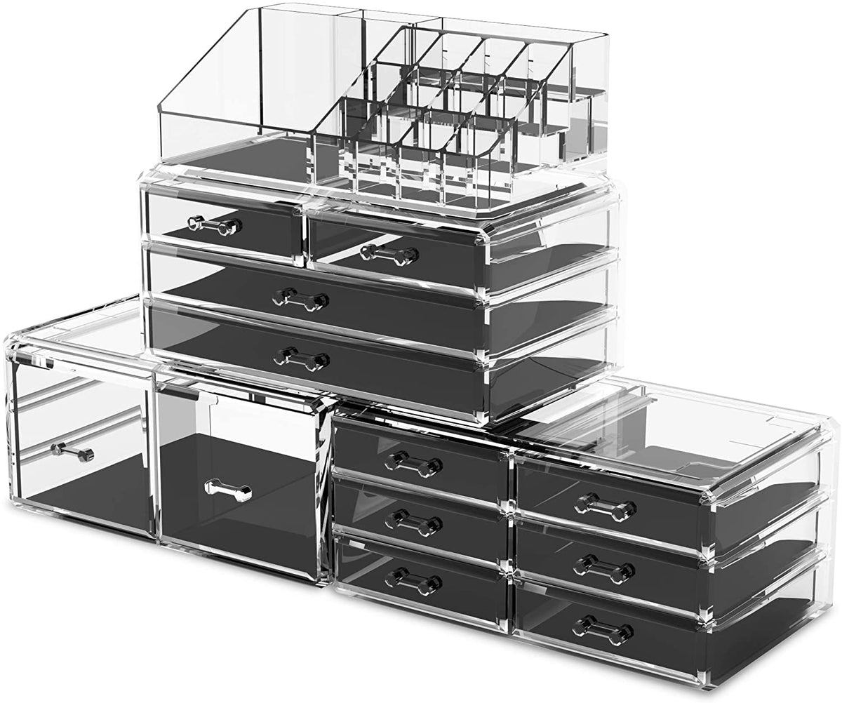 Makeup Cosmetic Organizer Storage with 12 Drawers and Display Boxes - Clear - Health & Beauty > Cosmetic Storage > Makeup Organisation & Storage - Rivercity House & Home Co. (ABN 18 642 972 209) - Affordable Modern Furniture Australia
