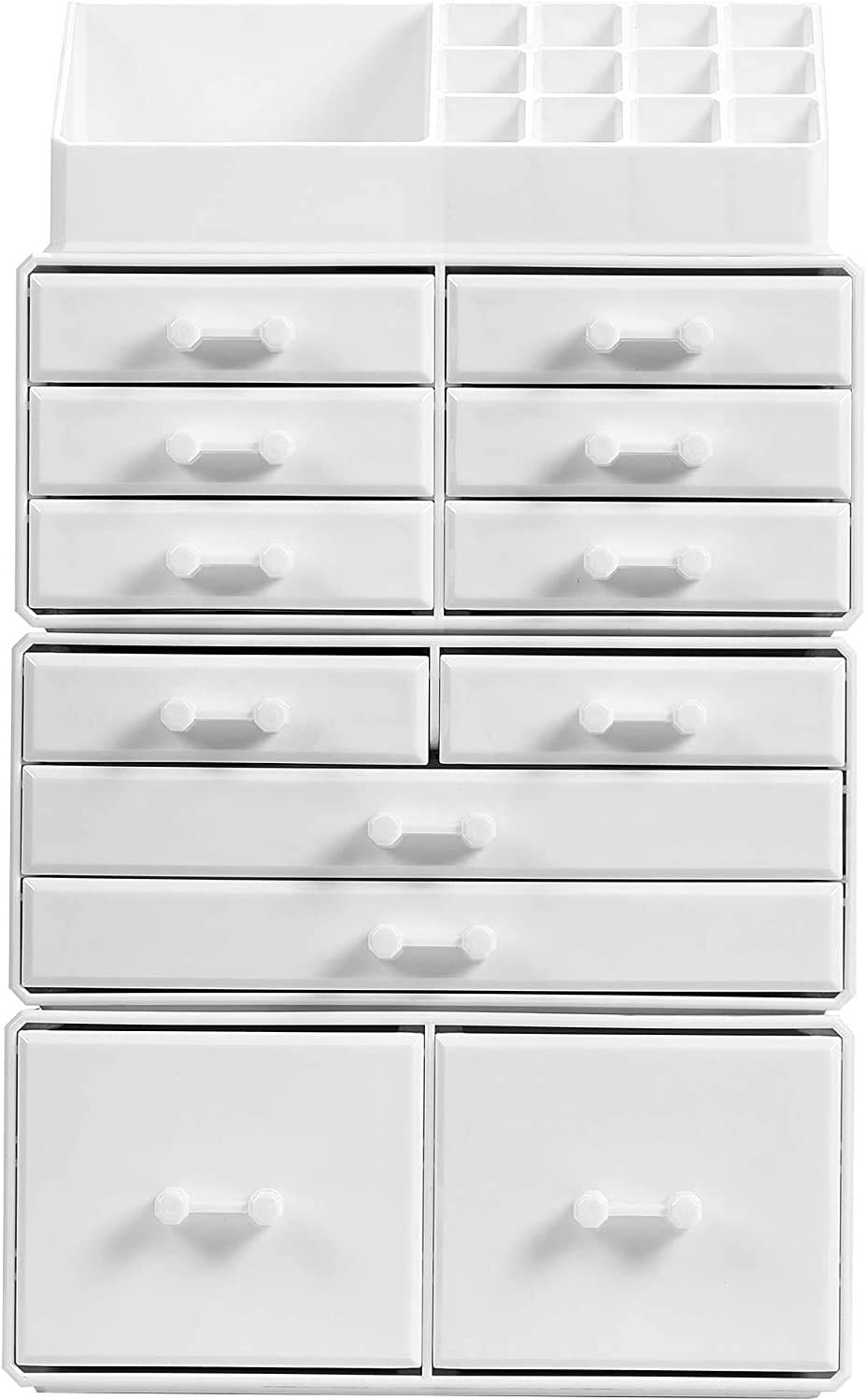 Makeup Cosmetic Organizer with 12 Drawers and 16 Compartments - White - Health & Beauty > Cosmetic Storage > Makeup Organisation & Storage - Rivercity House & Home Co. (ABN 18 642 972 209) - Affordable Modern Furniture Australia