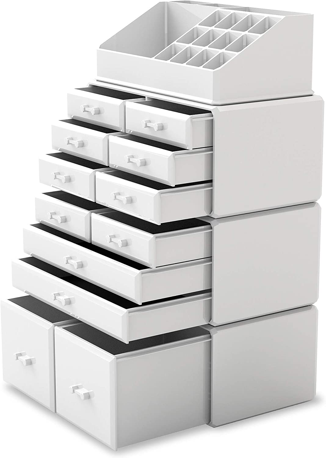 Makeup Cosmetic Organizer with 12 Drawers and 16 Compartments - White - Health & Beauty > Cosmetic Storage > Makeup Organisation & Storage - Rivercity House & Home Co. (ABN 18 642 972 209) - Affordable Modern Furniture Australia