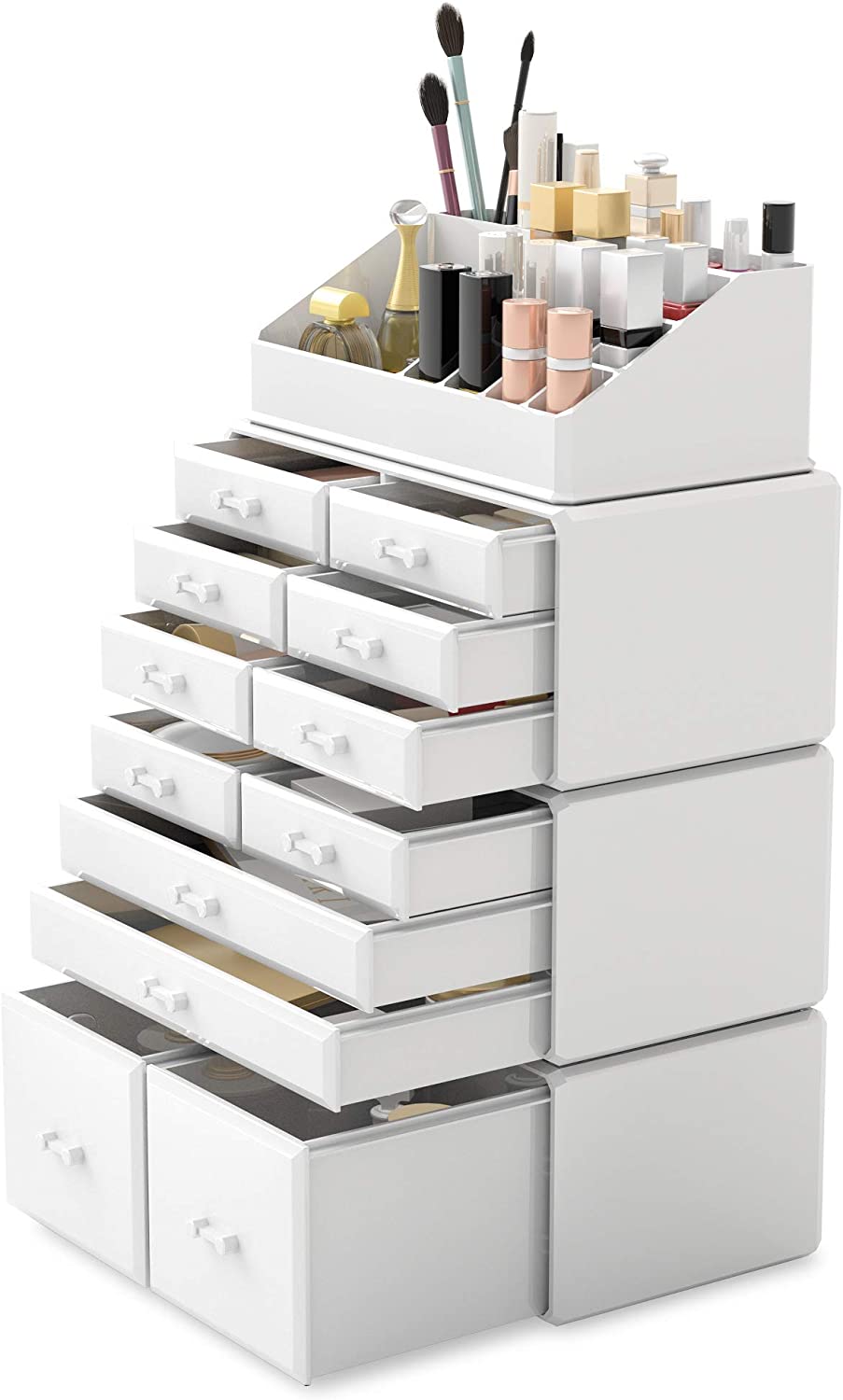 Makeup Cosmetic Organizer with 12 Drawers and 16 Compartments - White - Health & Beauty > Cosmetic Storage > Makeup Organisation & Storage - Rivercity House & Home Co. (ABN 18 642 972 209) - Affordable Modern Furniture Australia
