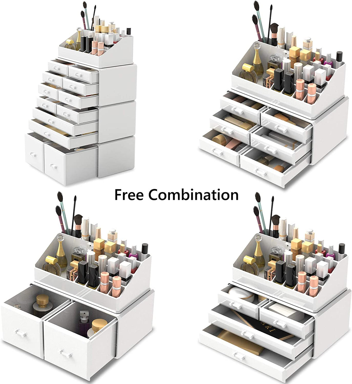 Makeup Cosmetic Organizer with 12 Drawers and 16 Compartments - White - Health & Beauty > Cosmetic Storage > Makeup Organisation & Storage - Rivercity House & Home Co. (ABN 18 642 972 209) - Affordable Modern Furniture Australia