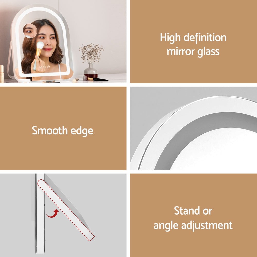 Makeup Mirror 35x45cm Dressing Vanity LED Stripe Light with 5x Magnification Rotation White Arch - Health & Beauty > Makeup > Makeup Mirrors - Rivercity House & Home Co. (ABN 18 642 972 209) - Affordable Modern Furniture Australia
