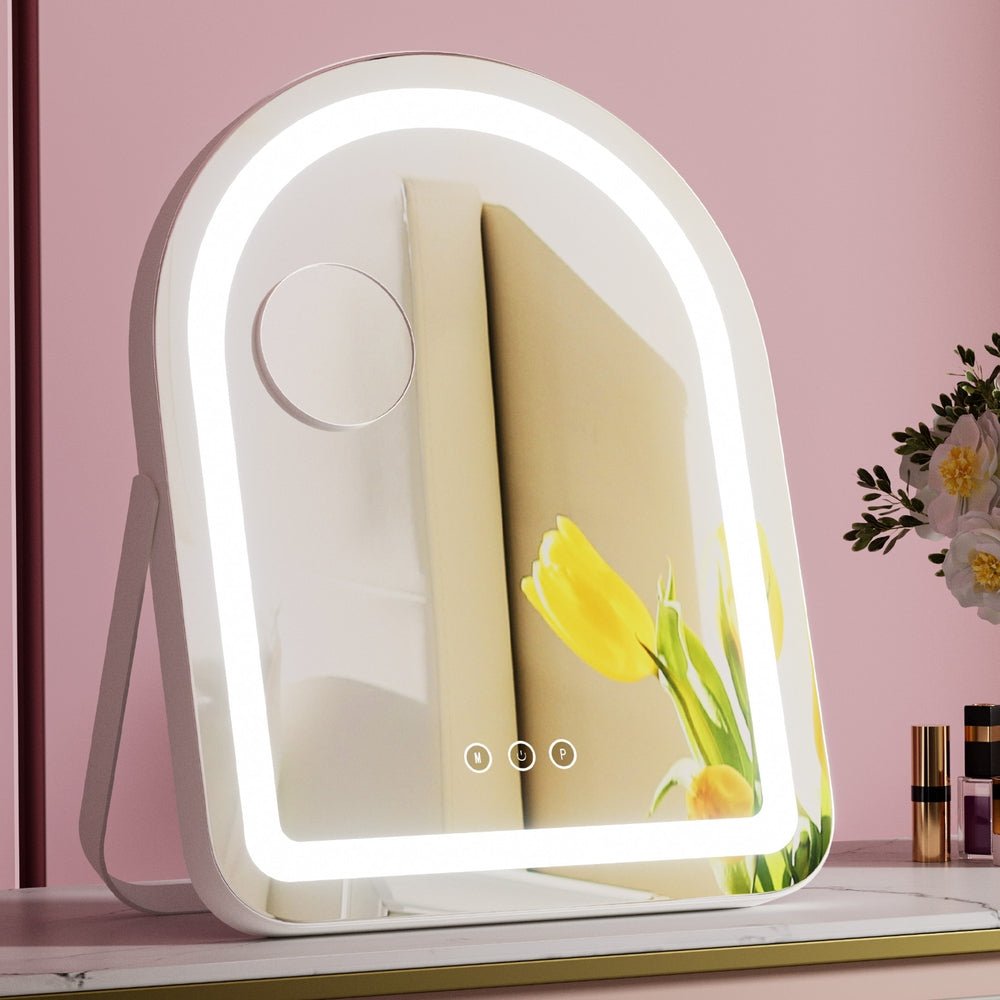 Makeup Mirror 35x45cm Dressing Vanity LED Stripe Light with 5x Magnification Rotation White Arch - Health & Beauty > Makeup > Makeup Mirrors - Rivercity House & Home Co. (ABN 18 642 972 209) - Affordable Modern Furniture Australia