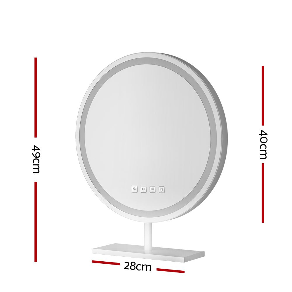 Makeup Mirror 40x40cm Hollywood Vanity with LED Light Tabletop Round - Home & Garden > Decor > Mirrors - Rivercity House & Home Co. (ABN 18 642 972 209) - Affordable Modern Furniture Australia