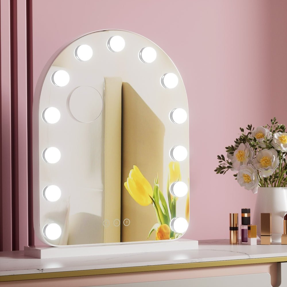 Makeup Mirror 40x50cm Dressing Vanity LED Bulb Light with 5x Magnification White Arch - Health & Beauty > Makeup > Makeup Mirrors - Rivercity House & Home Co. (ABN 18 642 972 209) - Affordable Modern Furniture Australia