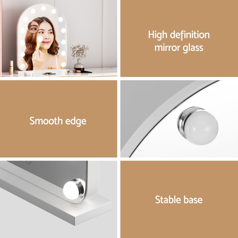 Makeup Mirror 40x50cm Dressing Vanity LED Bulb Light with 5x Magnification White Arch - Health & Beauty > Makeup > Makeup Mirrors - Rivercity House & Home Co. (ABN 18 642 972 209) - Affordable Modern Furniture Australia