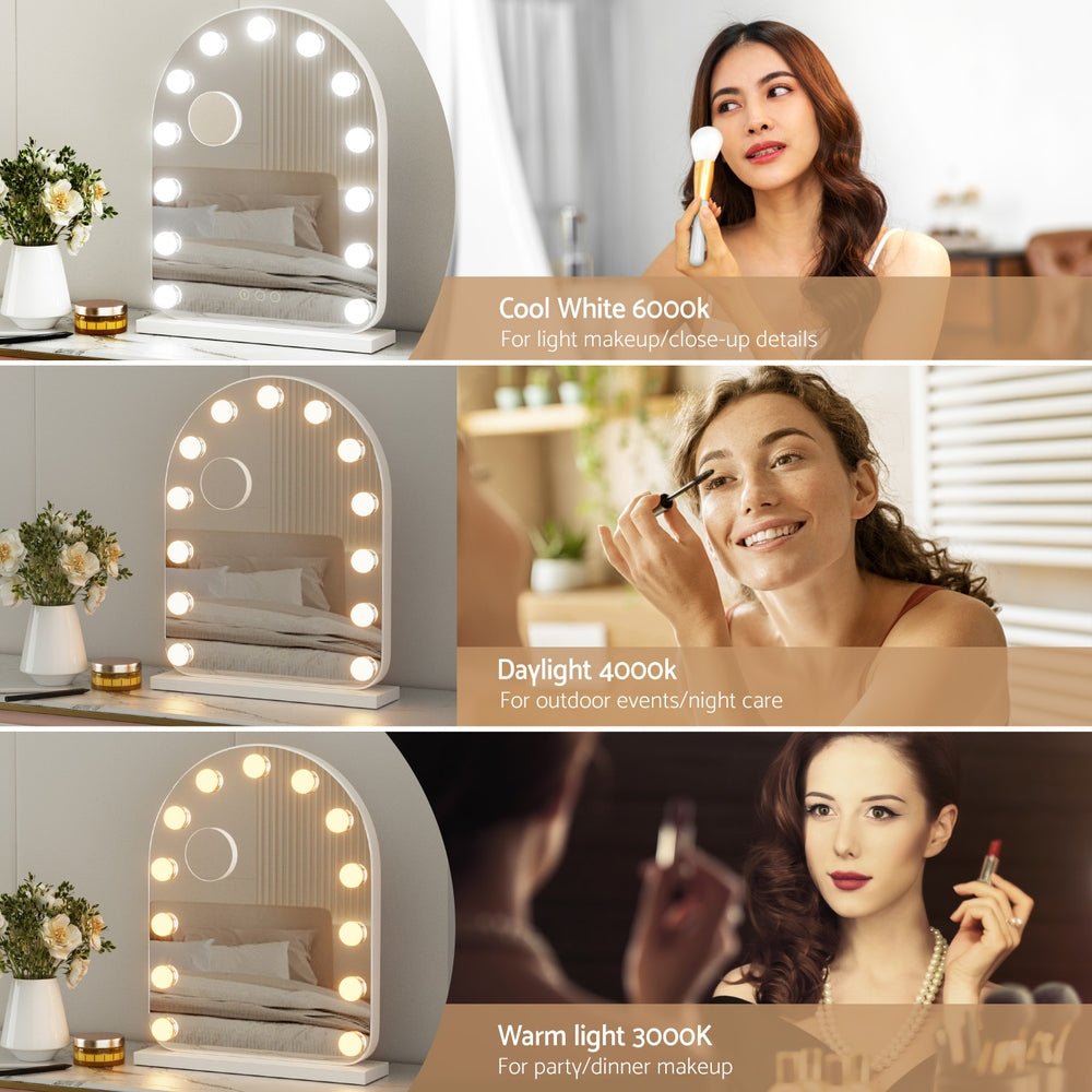 Makeup Mirror 40x50cm Dressing Vanity LED Bulb Light with 5x Magnification White Arch - Health & Beauty > Makeup > Makeup Mirrors - Rivercity House & Home Co. (ABN 18 642 972 209) - Affordable Modern Furniture Australia