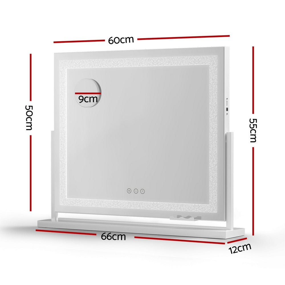 Makeup Mirror 60x50cm 360～ Rotatable Vanity Mirror with Lights Crystal LED - Health & Beauty > Makeup > Makeup Mirrors - Rivercity House & Home Co. (ABN 18 642 972 209) - Affordable Modern Furniture Australia