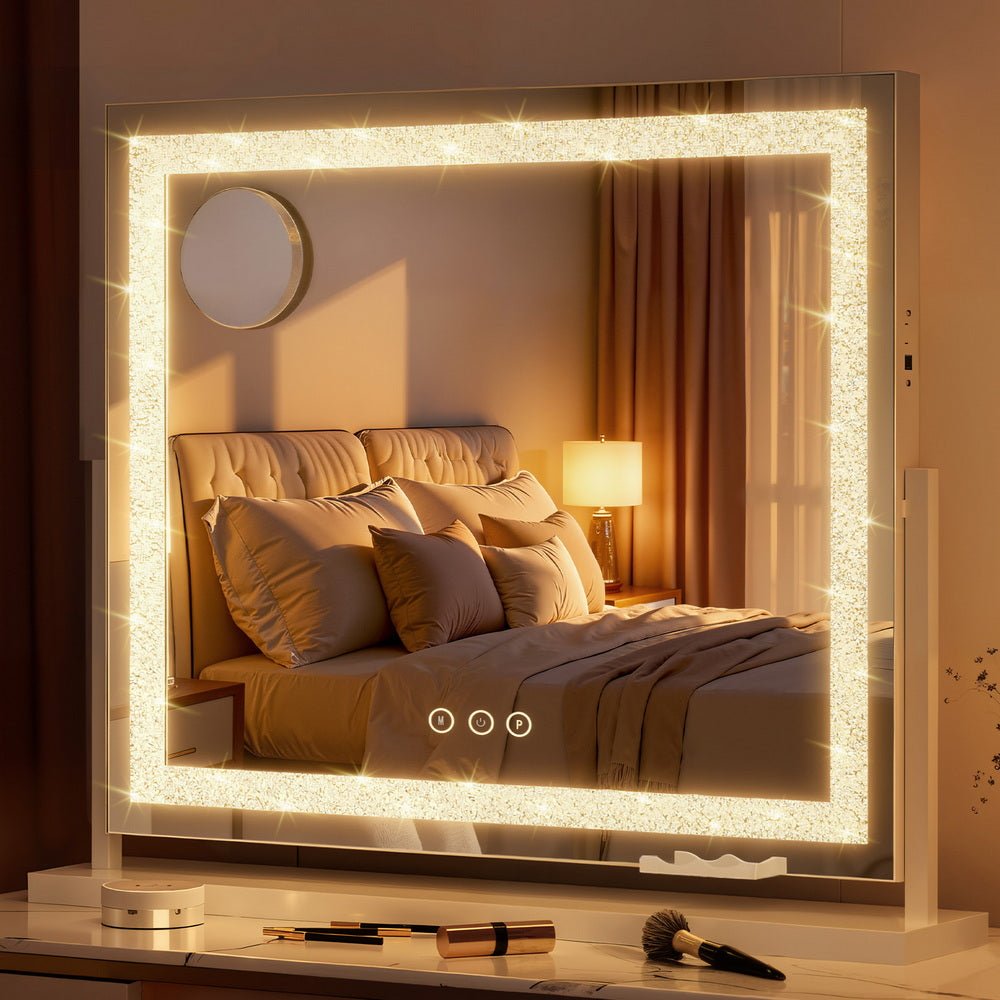 Makeup Mirror 60x50cm 360～ Rotatable Vanity Mirror with Lights Crystal LED - Health & Beauty > Makeup > Makeup Mirrors - Rivercity House & Home Co. (ABN 18 642 972 209) - Affordable Modern Furniture Australia