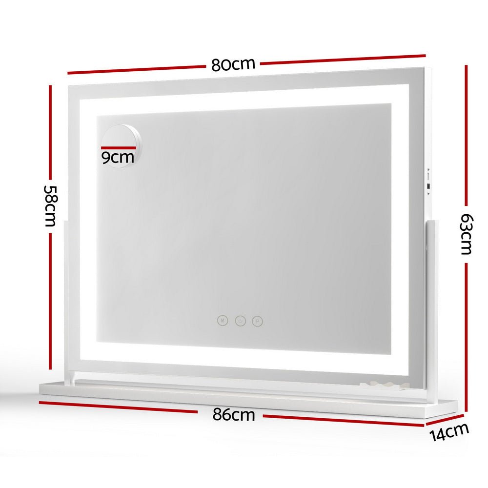 Makeup Mirror 80x58cm 360～ Rotatable Vanity Mirror with Lights Bright Light Strip Adjustable - Health & Beauty > Makeup > Makeup Mirrors - Rivercity House & Home Co. (ABN 18 642 972 209) - Affordable Modern Furniture Australia