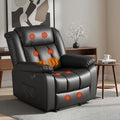 Manual Massage Recliner Chair with 2 USB Ports, 160° Recline, 8-Point Vibration & Lumbar Heat, 20CM Wide Armrests - Black