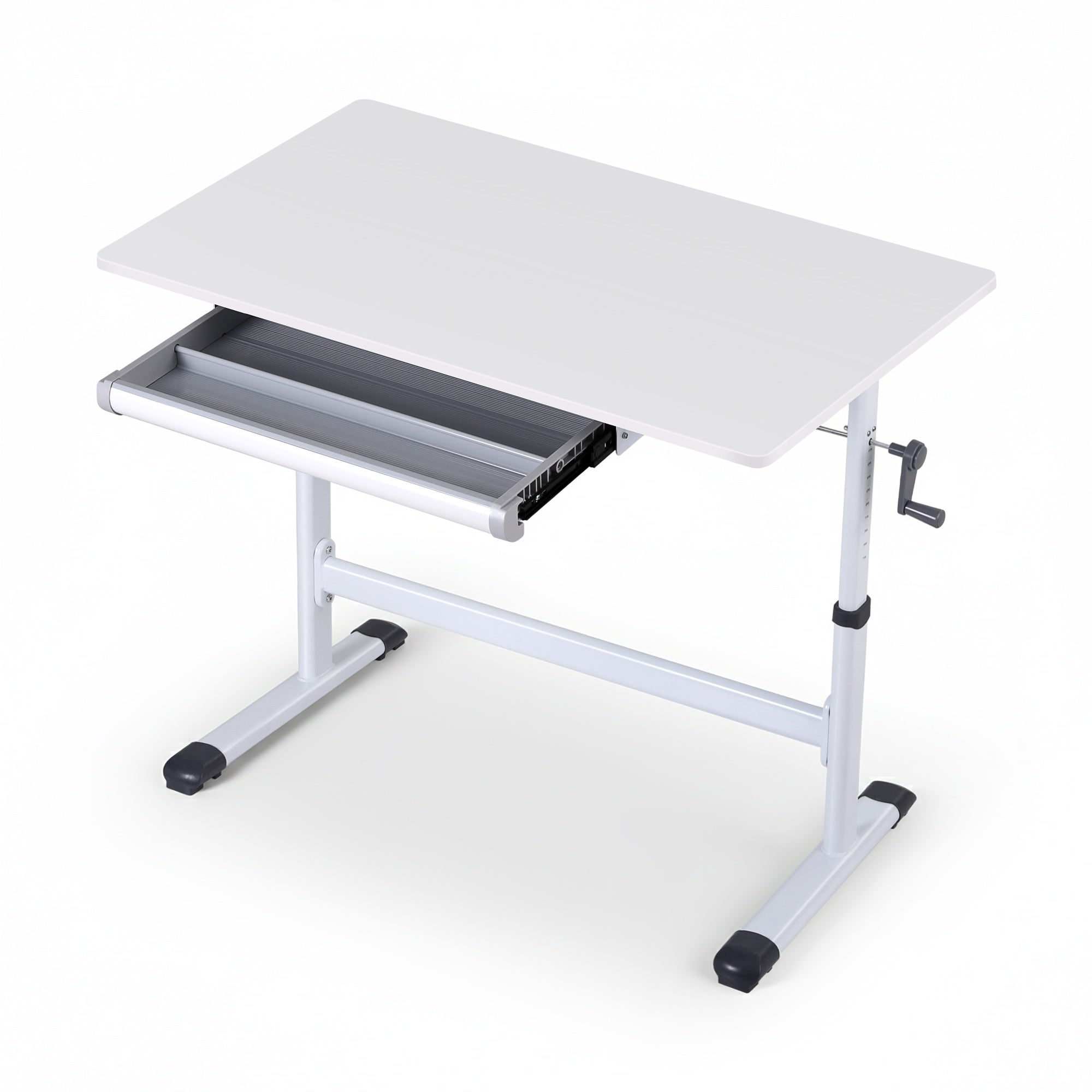 Manual Standing Desk Height Adjustable Workstation Computer Desks Study 100CM White - Furniture > Office > Desks - Rivercity House & Home Co. (ABN 18 642 972 209) - Affordable Modern Furniture Australia