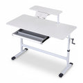 Manual Height Adjustable Standing Desk 120CM with Drawer and Shelf - White
