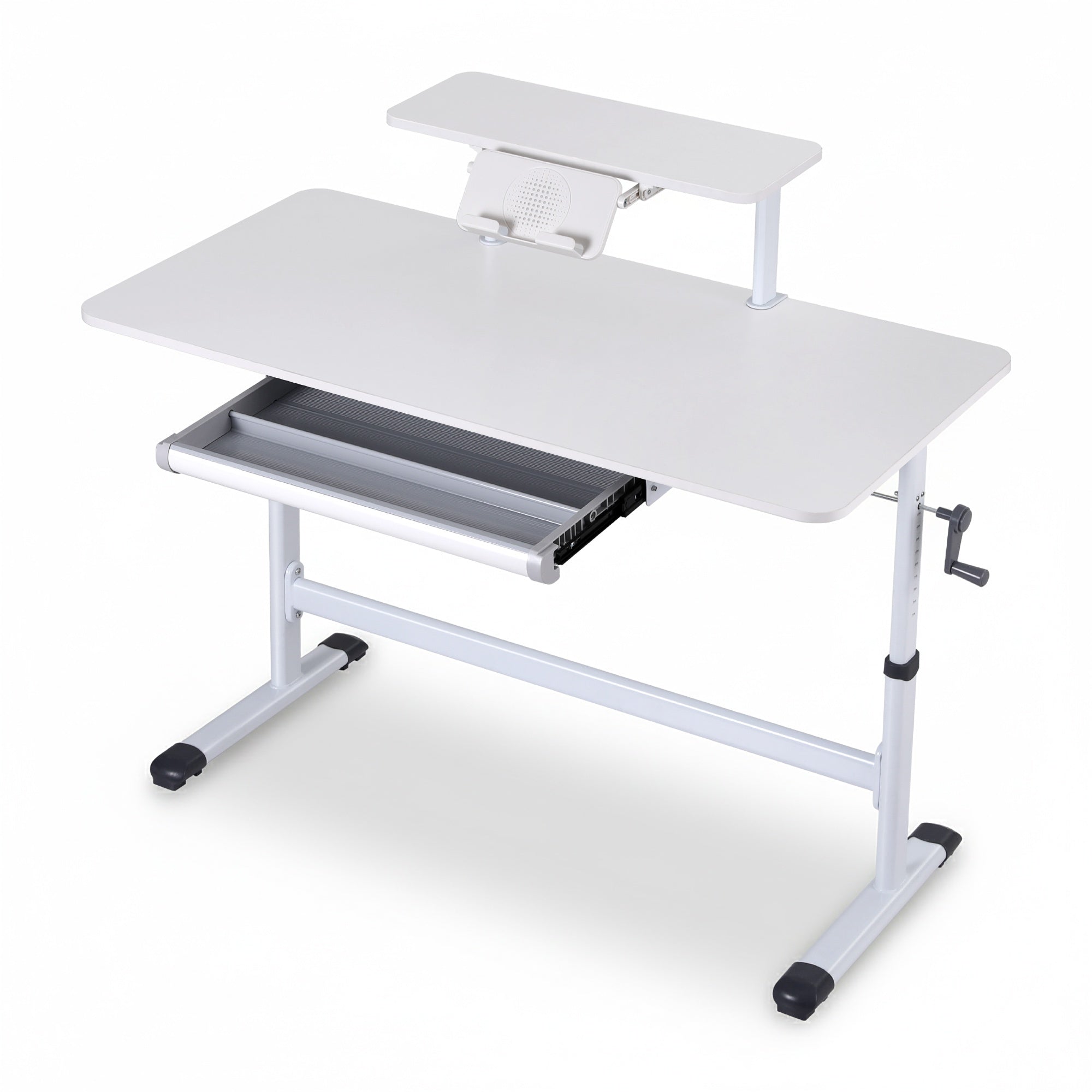Manual Standing Desk Height Adjustable Workstation Computer Desks Study 120CM White - Furniture > Office > Desks - Rivercity House & Home Co. (ABN 18 642 972 209) - Affordable Modern Furniture Australia