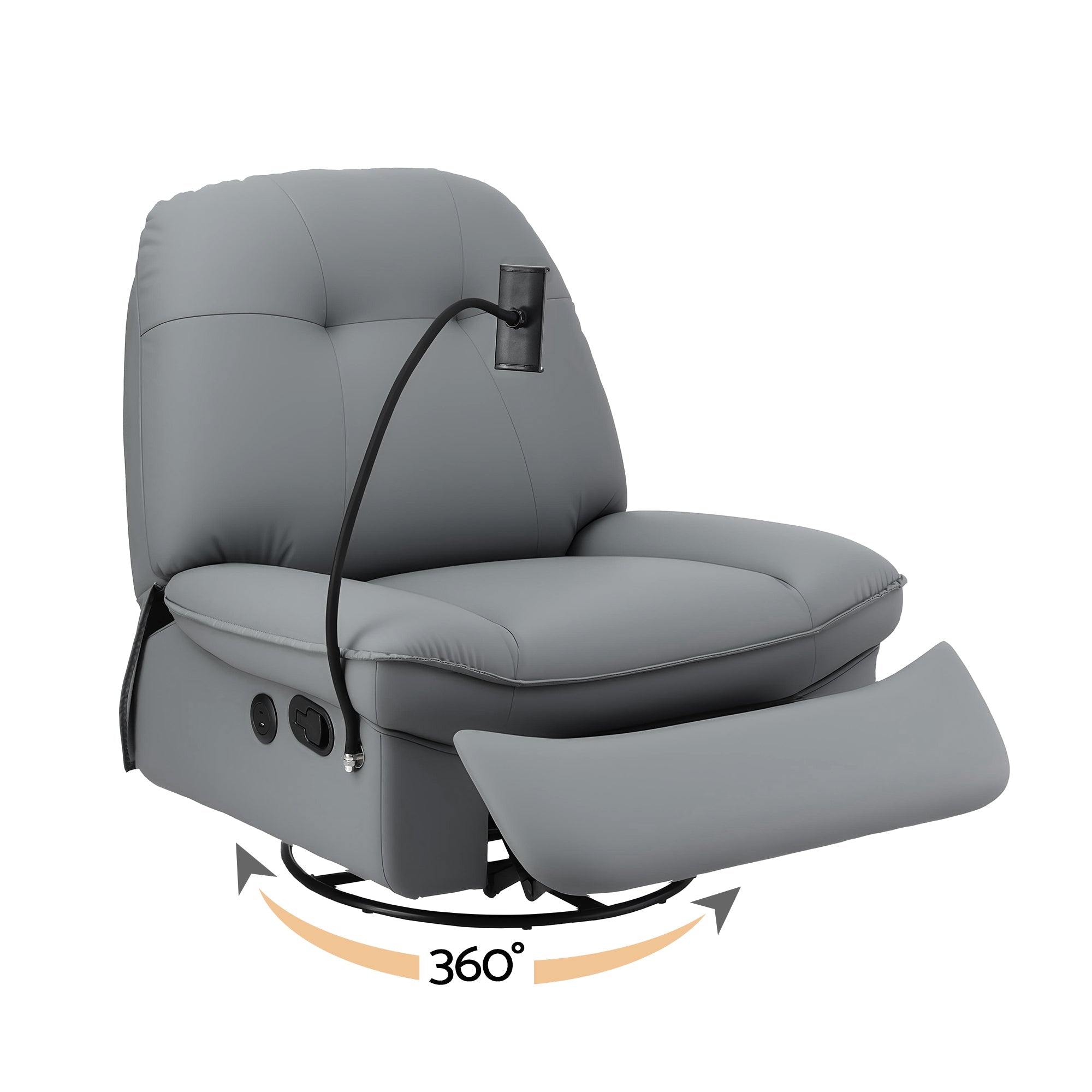Manual Swivel Rocker Recliner with USB Ports Rocking Chair Nursery Sofa Lounge - Furniture > Bar Stools & Chairs > Arm Chairs & Recliners - Rivercity House & Home Co. (ABN 18 642 972 209) - Affordable Modern Furniture Australia