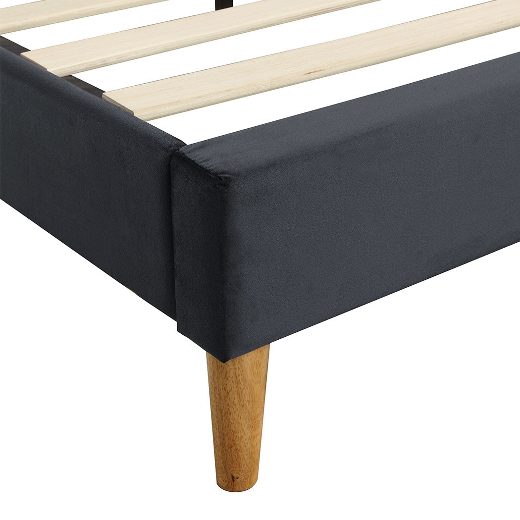 Marlow Double Bed Frame with Velvet Upholstery – Grey - Rivercity House & Home Co. (ABN 18 642 972 209) - Affordable Modern Furniture Australia
