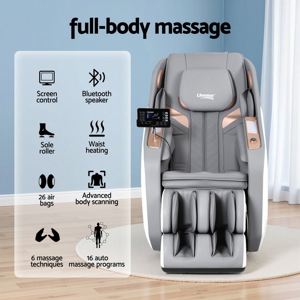 Massage Chair Electric Recliner Double Core Mechanism Massager ROWA White - Furniture > Bar Stools & Chairs > Massage Chairs - Rivercity House & Home Co. (ABN 18 642 972 209) - Affordable Modern Furniture Australia