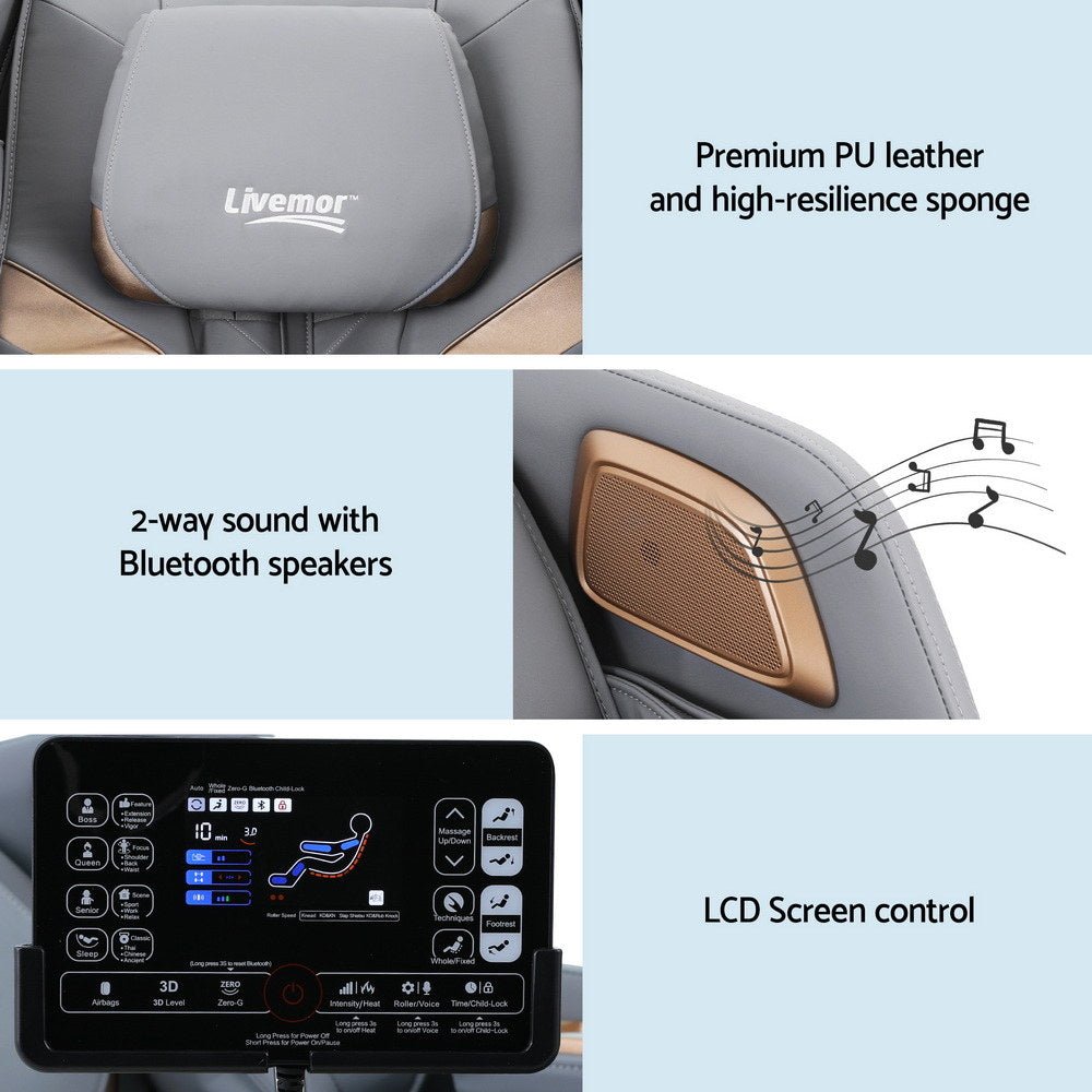 Massage Chair Electric Recliner Double Core Mechanism Massager ROWA White - Furniture > Bar Stools & Chairs > Massage Chairs - Rivercity House & Home Co. (ABN 18 642 972 209) - Affordable Modern Furniture Australia