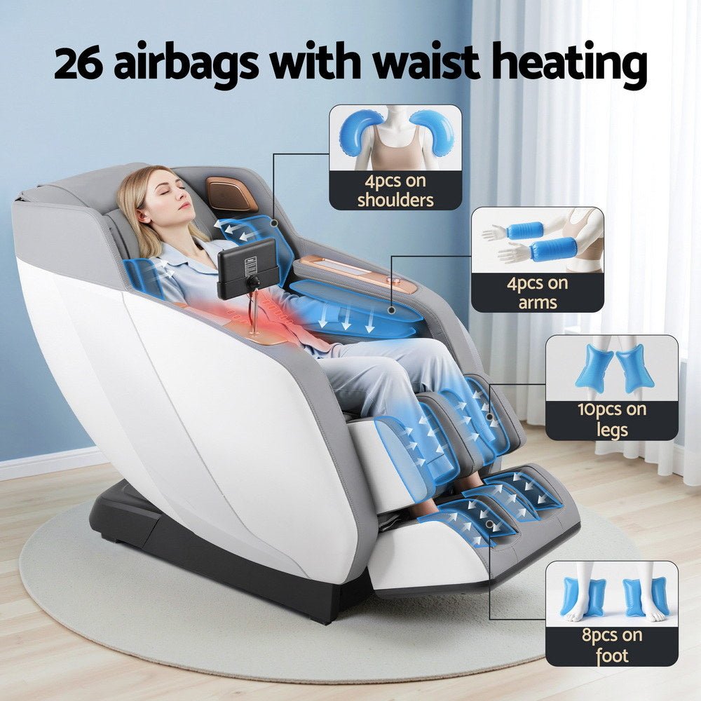 Massage Chair Electric Recliner Double Core Mechanism Massager ROWA White - Furniture > Bar Stools & Chairs > Massage Chairs - Rivercity House & Home Co. (ABN 18 642 972 209) - Affordable Modern Furniture Australia