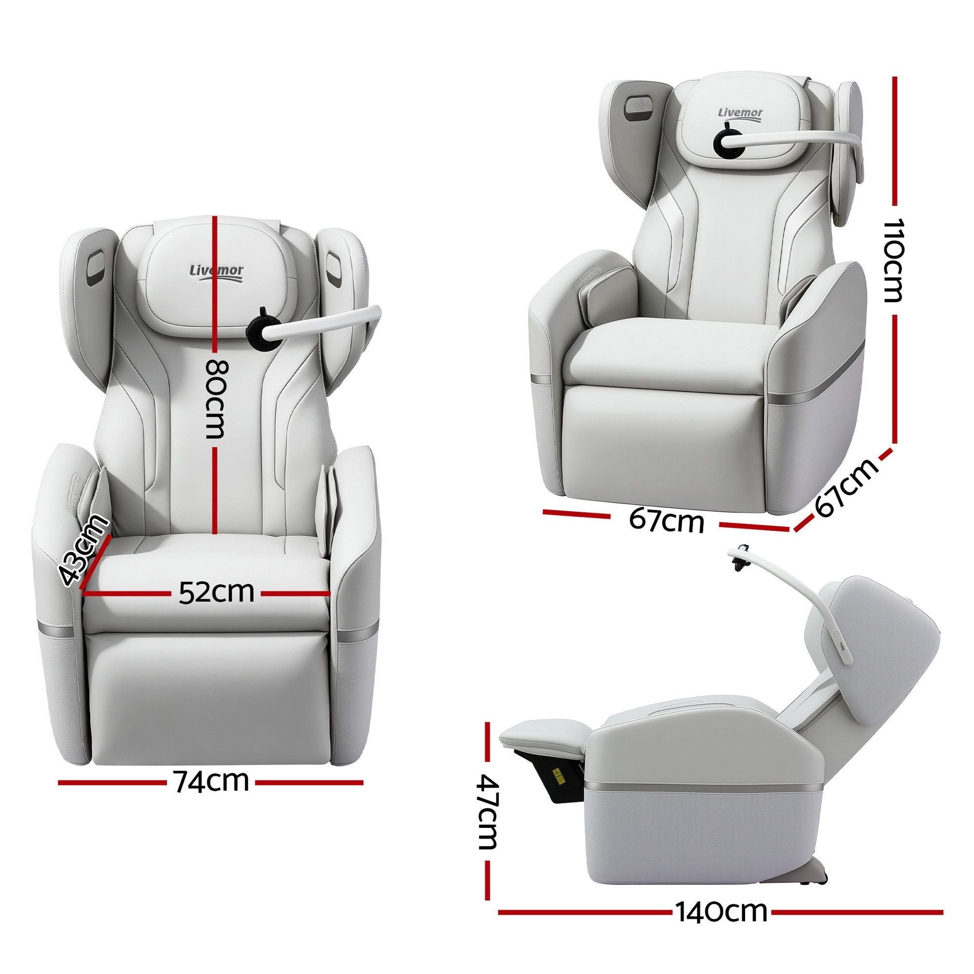 Massage Chair Electric Vibration Recliner Chair ZENO - Furniture > Bar Stools & Chairs > Massage Chairs - Rivercity House & Home Co. (ABN 18 642 972 209) - Affordable Modern Furniture Australia