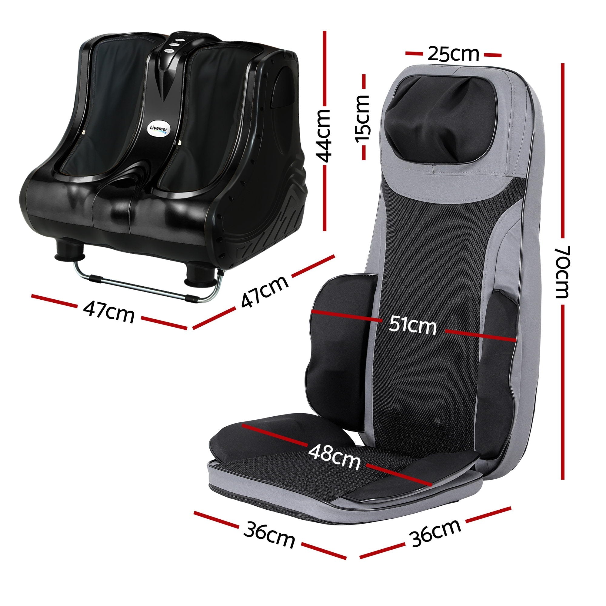 Massage Cushion Heating Massage Seats With Calf Foot Massager - Health & Beauty > Massage & Relaxation > Massagers - Rivercity House & Home Co. (ABN 18 642 972 209) - Affordable Modern Furniture Australia