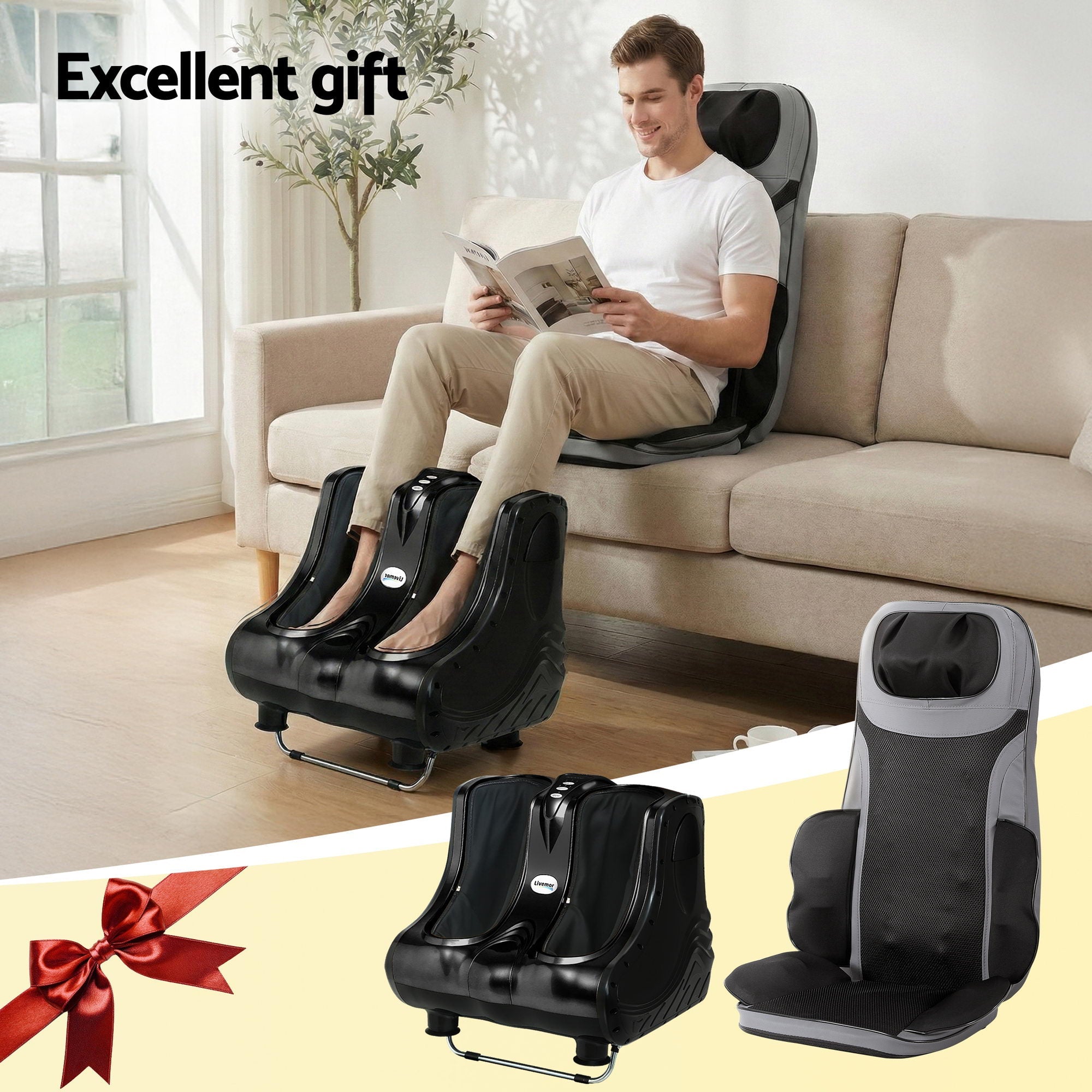 Massage Cushion Heating Massage Seats With Calf Foot Massager - Health & Beauty > Massage & Relaxation > Massagers - Rivercity House & Home Co. (ABN 18 642 972 209) - Affordable Modern Furniture Australia