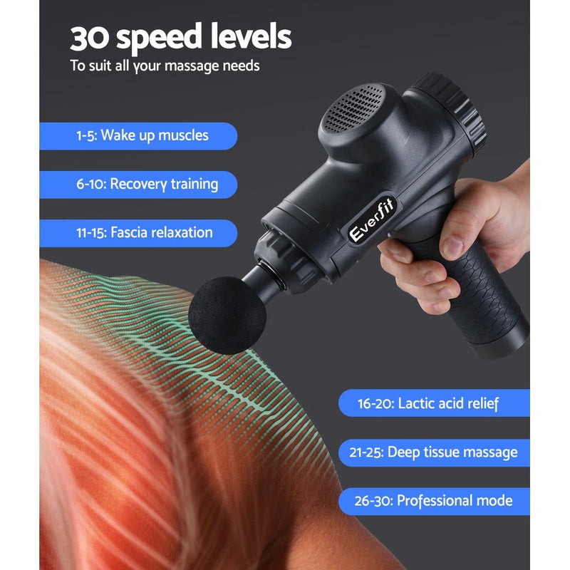 Massage Gun Electric Massager Vibration 6 Heads Muscle Therapy Percussion Tissue - Rivercity House & Home Co. (ABN 18 642 972 209) - Affordable Modern Furniture Australia