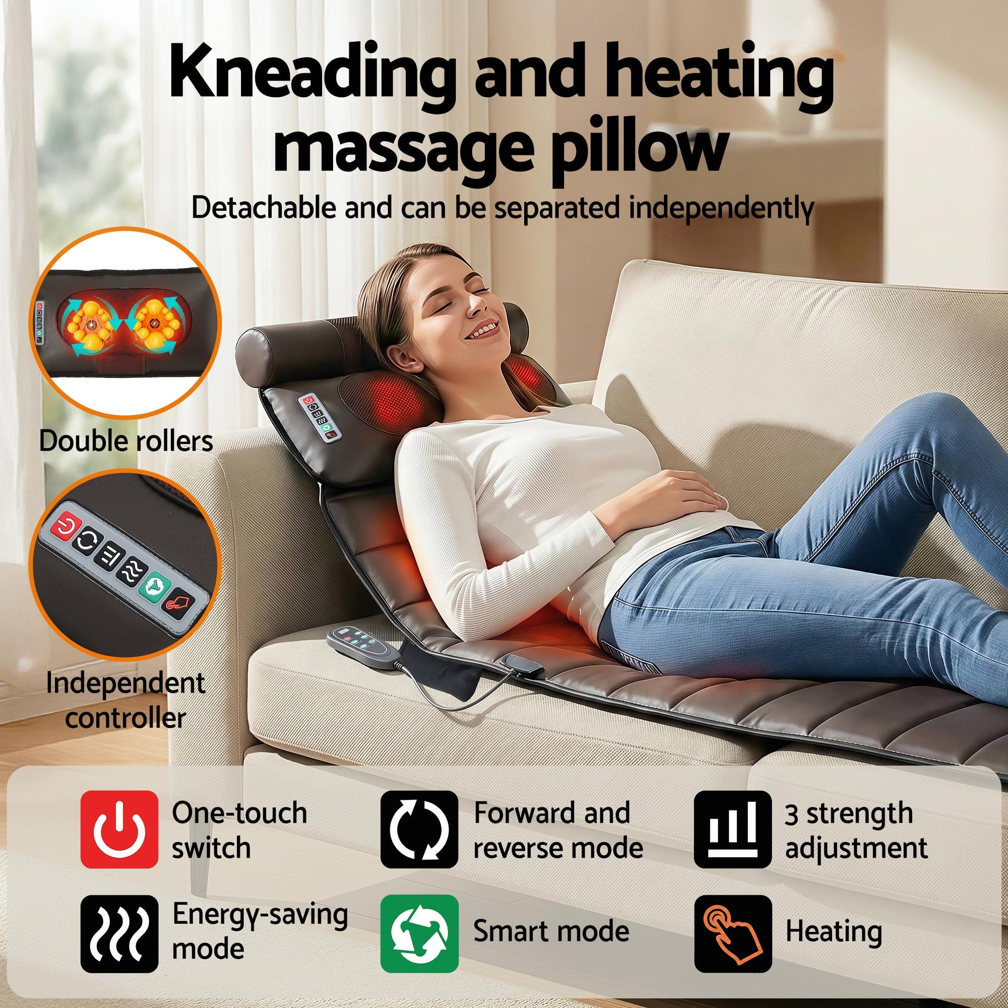 Massage Mat Kneading Neck Foot Massager Heated Vibration Airbag Mattress - Health & Beauty > Massage & Relaxation > Massagers - Rivercity House & Home Co. (ABN 18 642 972 209) - Affordable Modern Furniture Australia