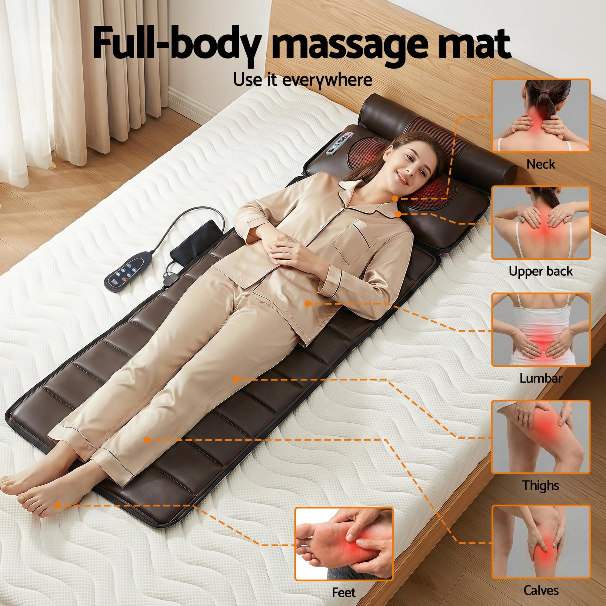 Massage Mat Kneading Neck Foot Massager Heated Vibration Airbag Mattress - Health & Beauty > Massage & Relaxation > Massagers - Rivercity House & Home Co. (ABN 18 642 972 209) - Affordable Modern Furniture Australia