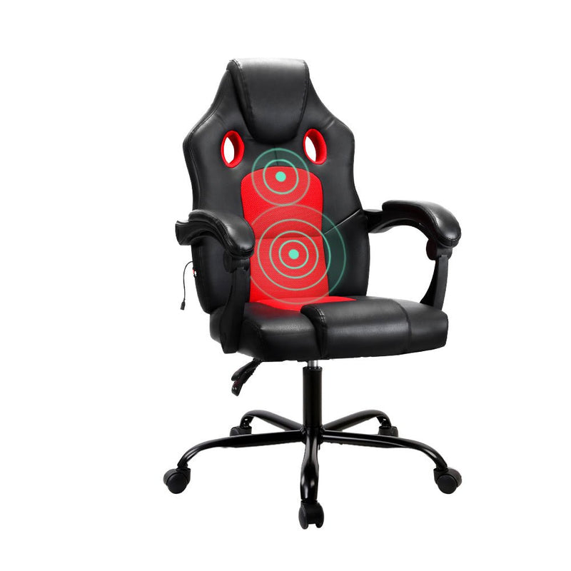 Massage Office Chair Gaming Computer Seat Recliner Racer Red - Rivercity House & Home Co. (ABN 18 642 972 209) - Affordable Modern Furniture Australia