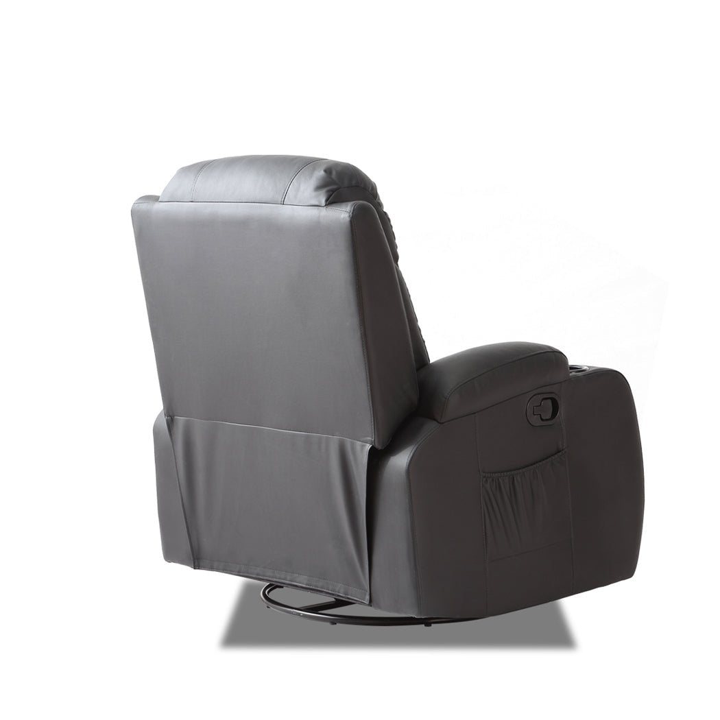 Massage Recliner Sofa Chair with 360° Swivel and Heated Massage - Black - Rivercity House & Home Co. (ABN 18 642 972 209) - Affordable Modern Furniture Australia