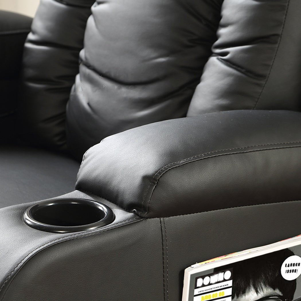 Massage Recliner Sofa Chair with 360° Swivel and Heated Massage - Black - Rivercity House & Home Co. (ABN 18 642 972 209) - Affordable Modern Furniture Australia