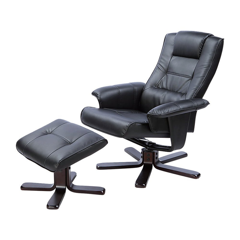 Massage Recliner with Footrest - Black - Rivercity House & Home Co. (ABN 18 642 972 209) - Affordable Modern Furniture Australia