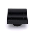 100mm Square Strip Fence Shower Grate Floor Drain 50mm Waste - Matte Black