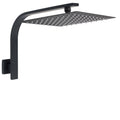 12" Large Matte Black Square Rain Shower Head with Brass Gooseneck Wall Arm - Black