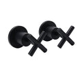 1/4 Turn Twin Tap Hot & Cold Water Mixer for Bath Spout Shower - Matte Black