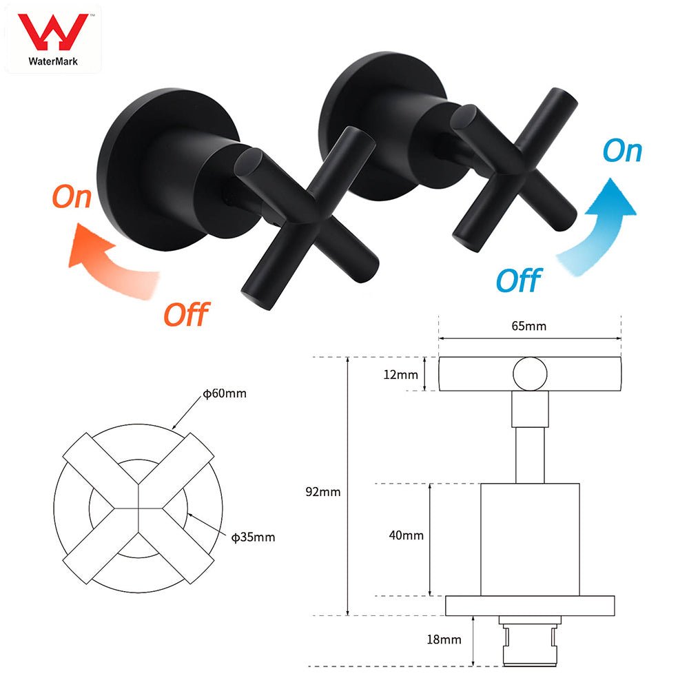 Matt Black 1/4 Turn Twin Taps Hot Cold Water Control Mixer For Bath Spout Shower - Furniture > Bathroom > Shower Heads & Screens - Rivercity House & Home Co. (ABN 18 642 972 209) - Affordable Modern Furniture Australia
