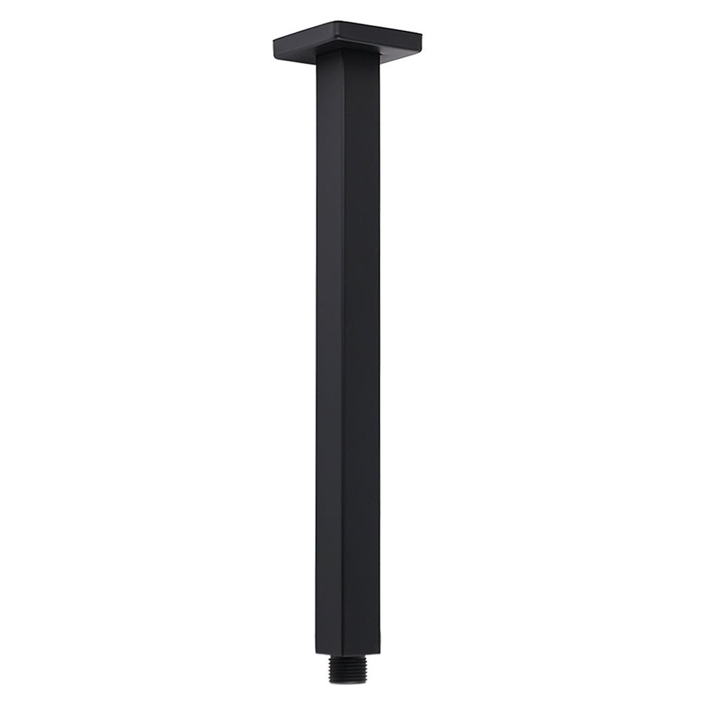 Matt Black 16" Large Rainfall Shower Head 300mm Ceiling Dropper Arm Square Mixer Taps - Furniture > Bathroom > Shower Heads & Screens - Rivercity House & Home Co. (ABN 18 642 972 209) - Affordable Modern Furniture Australia