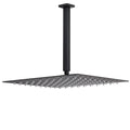16" Large Square Rainfall Shower Head with 300mm Ceiling Dropper Arm - Matte Black