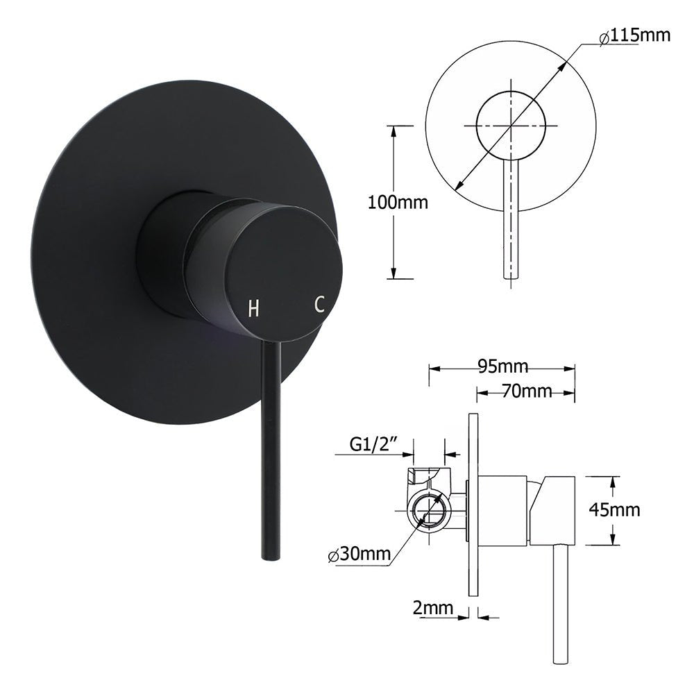 Matt Black 2in1 Round Shower 10" Rain Head 3 Mode Handheld Sliding Rail Diverter Mixer Set - Furniture > Bathroom > Shower Heads & Screens - Rivercity House & Home Co. (ABN 18 642 972 209) - Affordable Modern Furniture Australia