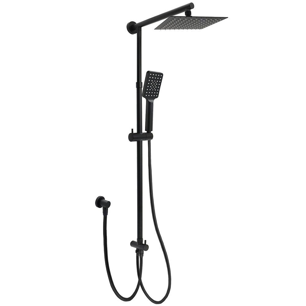 Matt Black 2in1 Set 8" Square Thin Shower Head Handheld Adjustable Silding Rail Arm - Furniture > Bathroom > Shower Heads & Screens - Rivercity House & Home Co. (ABN 18 642 972 209) - Affordable Modern Furniture Australia