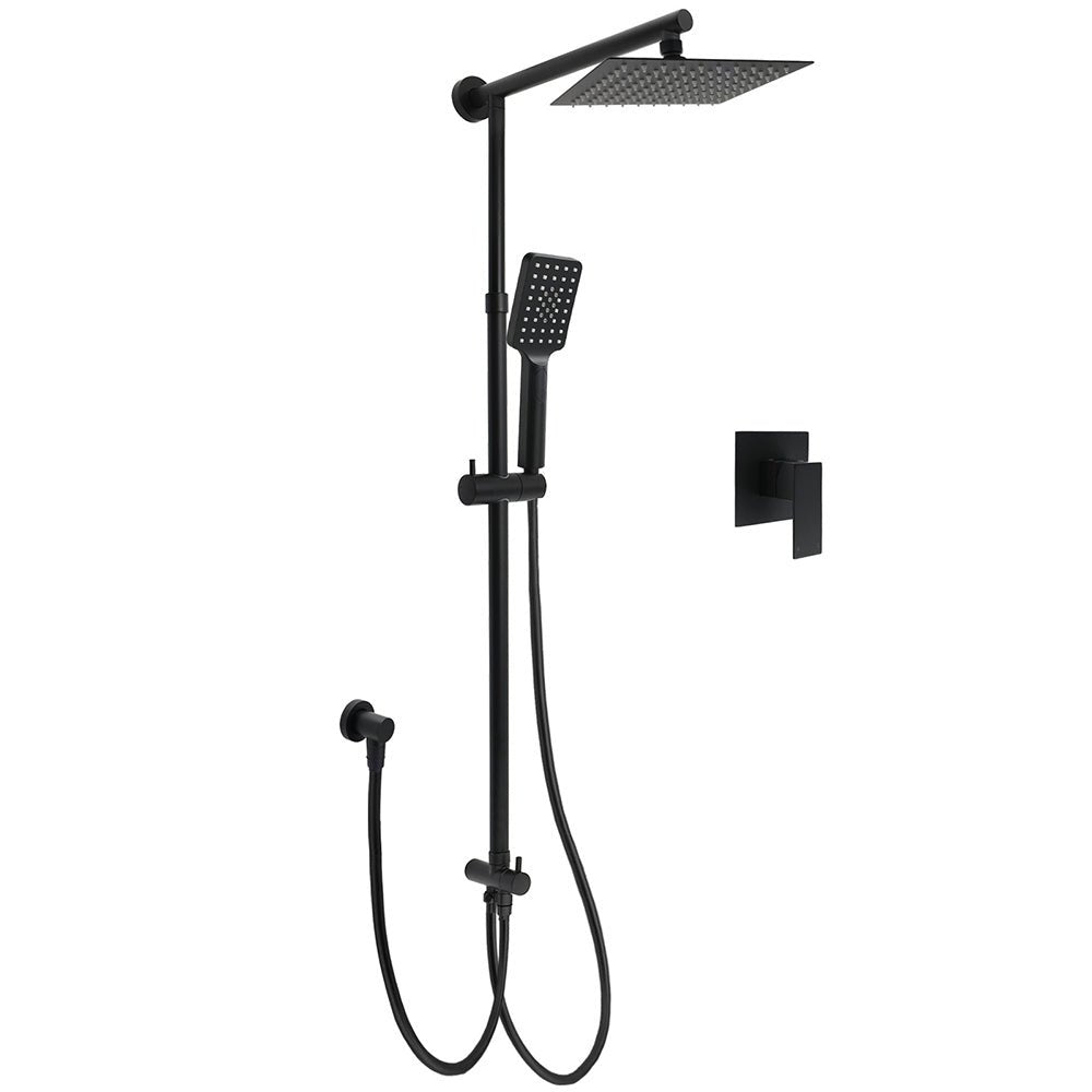 Matt Black 2in1 Set 8" Square Thin Shower Head Handheld Adjustable Silding Rail Mixer - Furniture > Bathroom > Shower Heads & Screens - Rivercity House & Home Co. (ABN 18 642 972 209) - Affordable Modern Furniture Australia